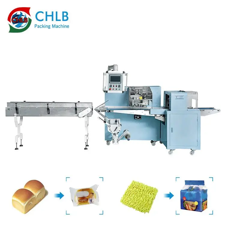 
Horizontal Flow Hamburger Packaging Sandwiches Wrapping Equipment Machine 