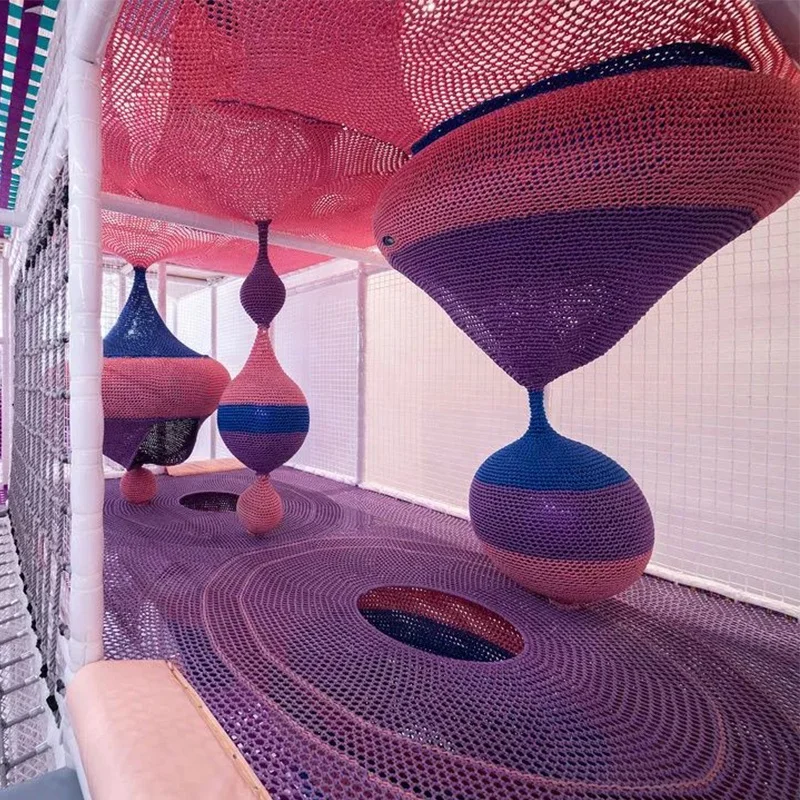 ROPECUBE rainbow rope nets playground children climbing rope net  indoor trampoline park indoor baby game park
