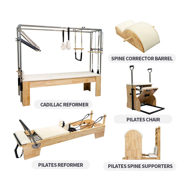 Studio Oak Wood Pilates Bed Reformer Machine Cadillac Barrel Chair Spine Corrector Sale Premium Pilates Reformer Kit