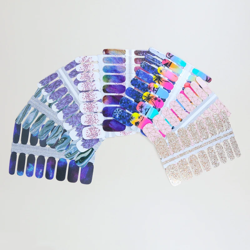 Wholesale eco-friendly adhesive ZB series nail polish strips 100% spring colorful flower pattern custom finger nail polish strip