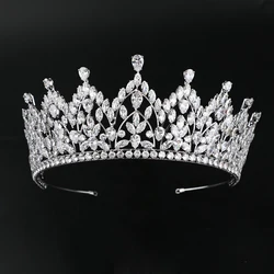 Handmade Zircon Crowns Bling Gold Platinum Plated Wedding Crown Queen Women Bridal Hair Accessories Tiara