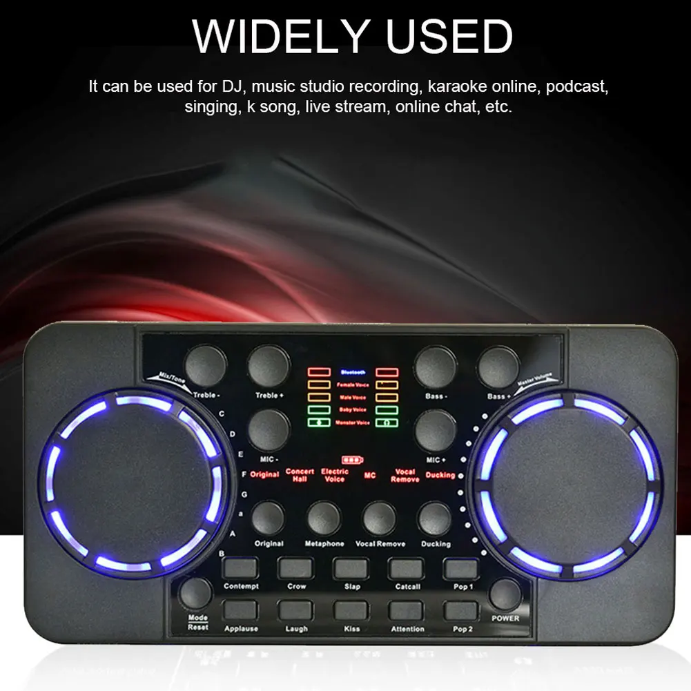 New Design Pro Live Streaming Sound Card 10 Sound Adjustable Effects BT 4.0 Audio Interface Mixer for Phone PC  Computer Usb
