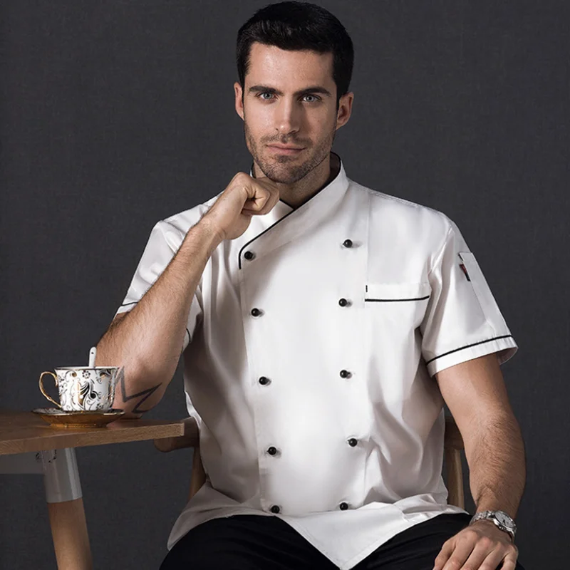 Custom Long Sleeve Breathable Chef Coat Men Women Restaurant Uniforms White Jacket for Kitchen