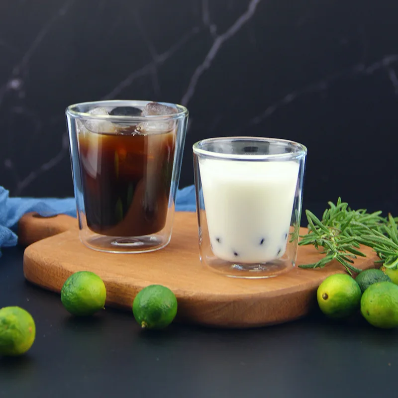 OEM Wholesale High Quality 80ml 130ml 450ml Tall Borosilicate Double Wall Layer Glass Cup for Coffee Tea