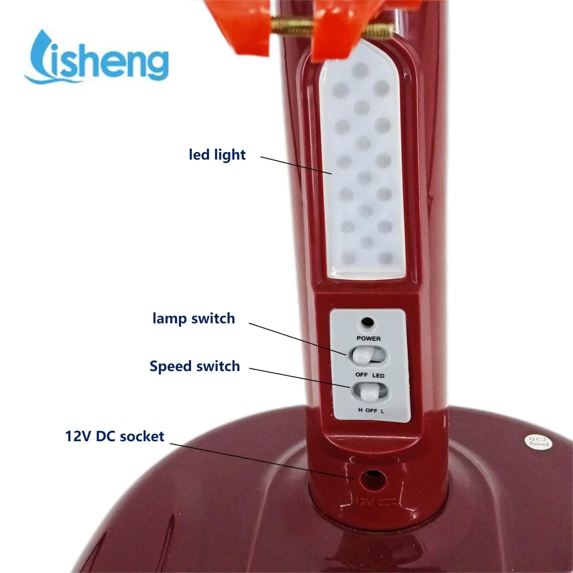 Hot Selling BLDC Motor Floor Fan Rechargabale Solar Fan Digital Red 12v DC Brushless Motor Air Cooling Fan 3 or 5 2 Adjust Speed