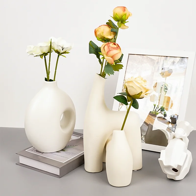 Wholesale Elegant Fashion Cylinder Flower Vase Wedding Decoration Table Ceramic Vase Flower Vase