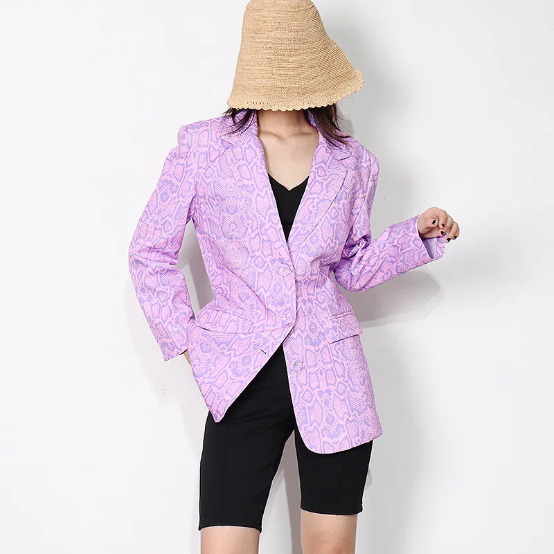 2022 spring new single-breasted printing and dyeing straight tube simple short ladies jacket