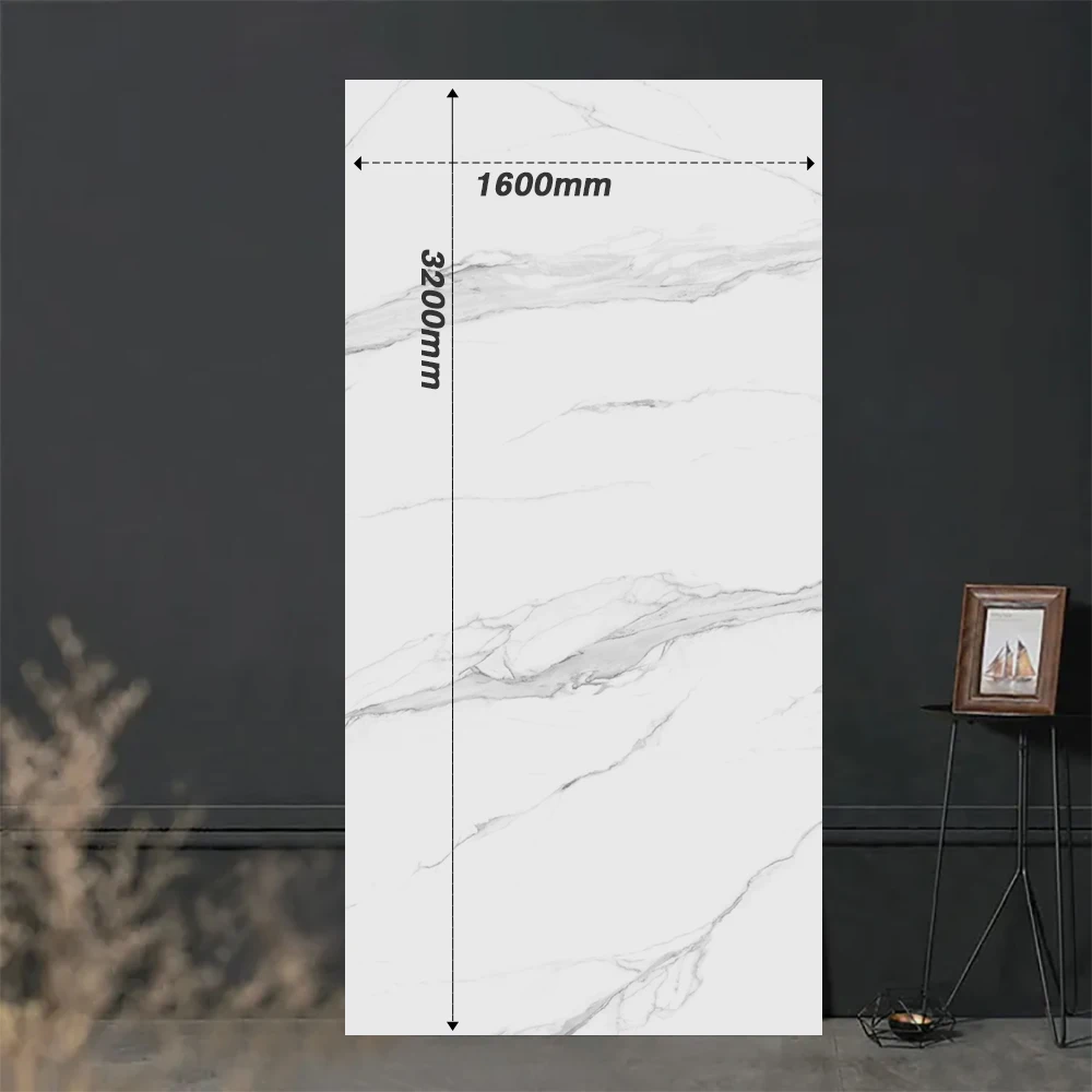 1600*3200 интерьерная настенная фарфоровая блестящая каррарская белая соединенная мраморная Спеченная каменная плитка напольная
