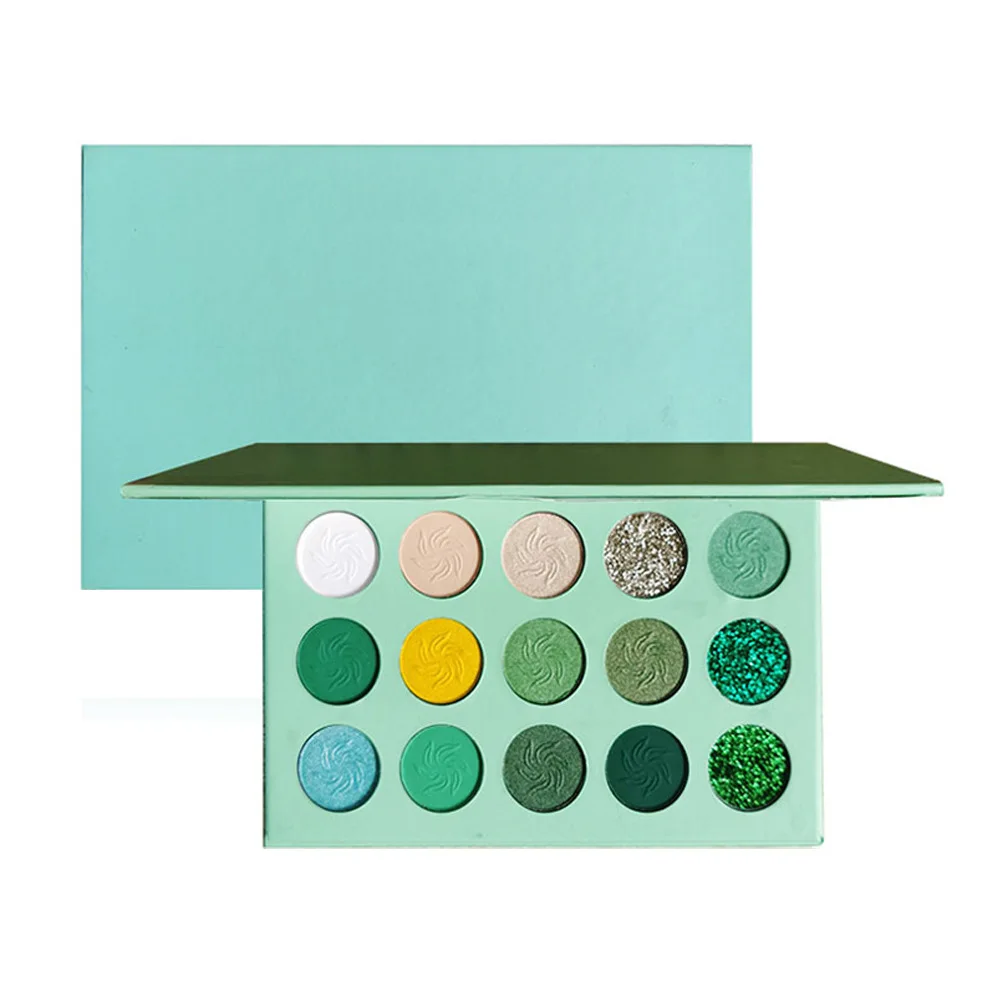 explosions green eye shadow plate 15 color matte pearlescent Christmas makeup performance stage wholesale