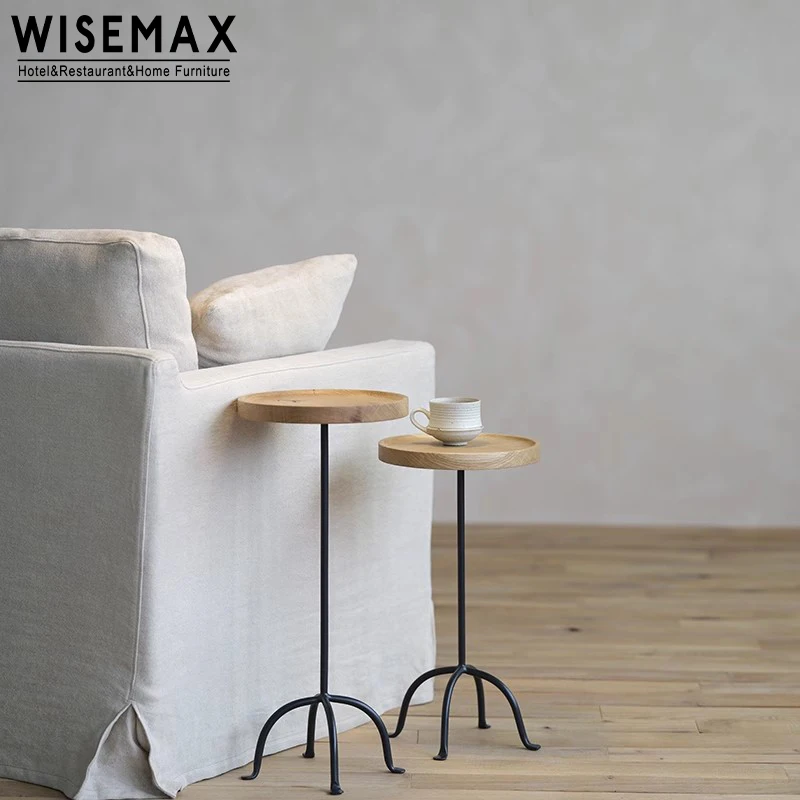 WISEMAX мебель новый дизайн диван боковой стол из дубового дерева современный металлический черный модульный журнальный столик набор для гостиной виллы