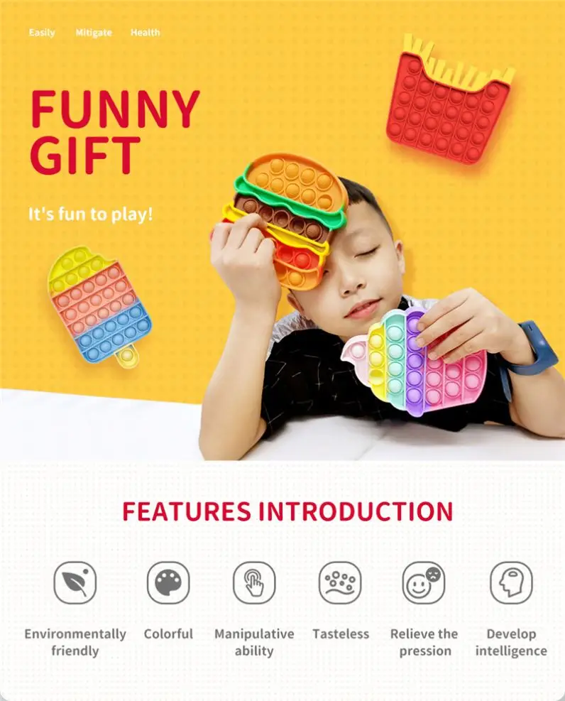 High Quality Silicone Assorted Designs Custom Push Bubble Sensory Fidget Simple its Fidget Toys Set