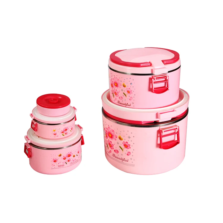Hot sale African 2845  fashion thermos insulated food warmer casserole Plastic lunch box for cookware