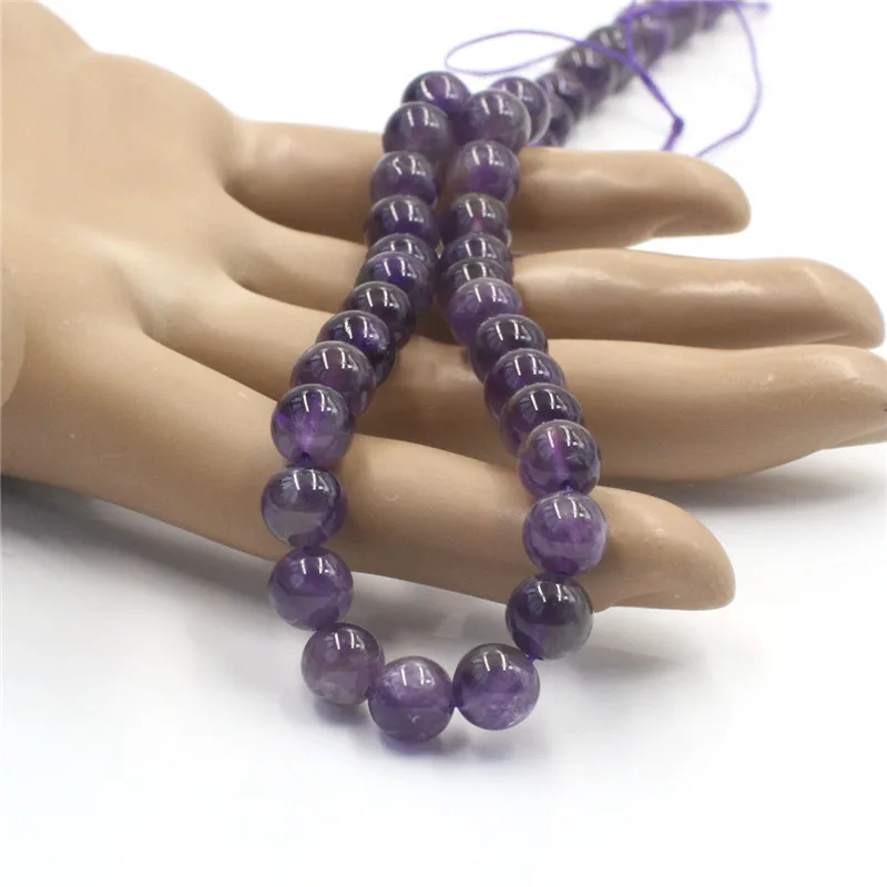 Wholesale Loose Bead Strand Round 8mm 46pcs Gemstone Purple Amethyst Stone Beads For Jewelry Making