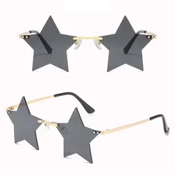 star funny party glasses festival ball women eyewear metal fashion rimless lens sun sunglasses