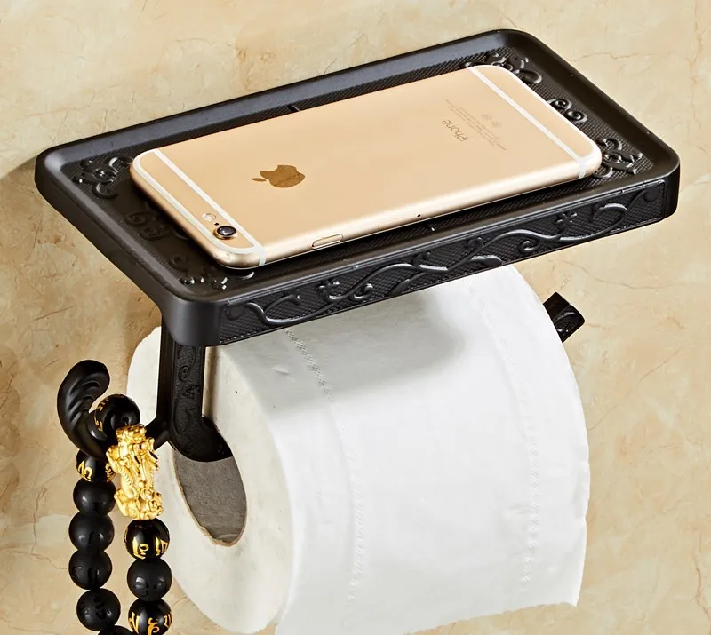 Space aluminum toilet paper towel holder stand for bathroom paper towel holder white and gold