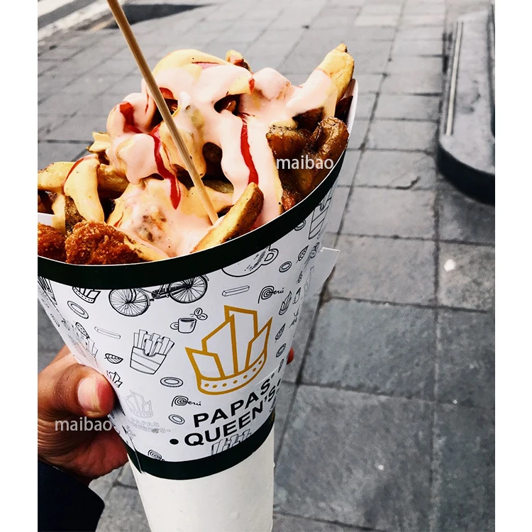Custom logo cold drinks paper cups disposable takeout french fries wings snack and drink in one cup 375ml plastic cup for drink