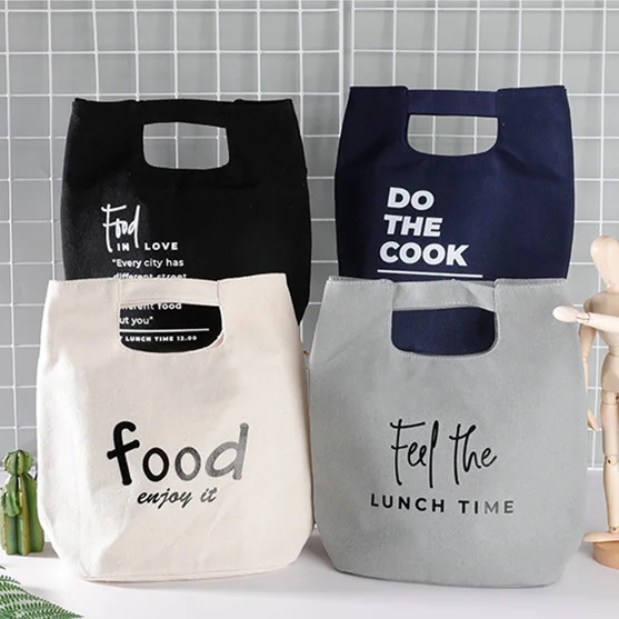 Reusable Insulated Canvas Food Thermal Lunch Bag Custom Insulated Cooler Tote Bag