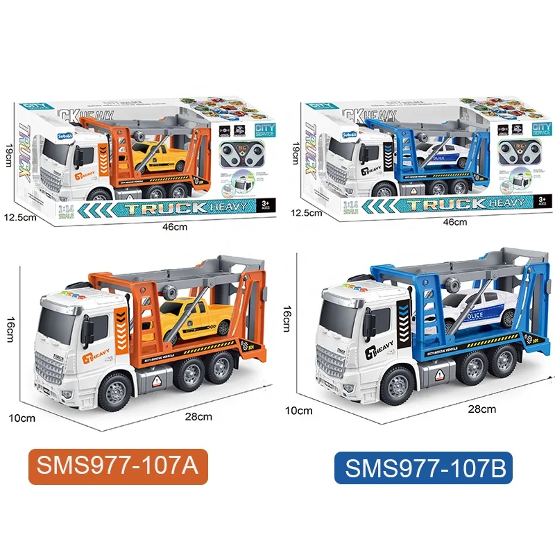 RC Remote Control  Truck Cars Musical Light Trailer Toy And Rescue Vehicle Crane Car