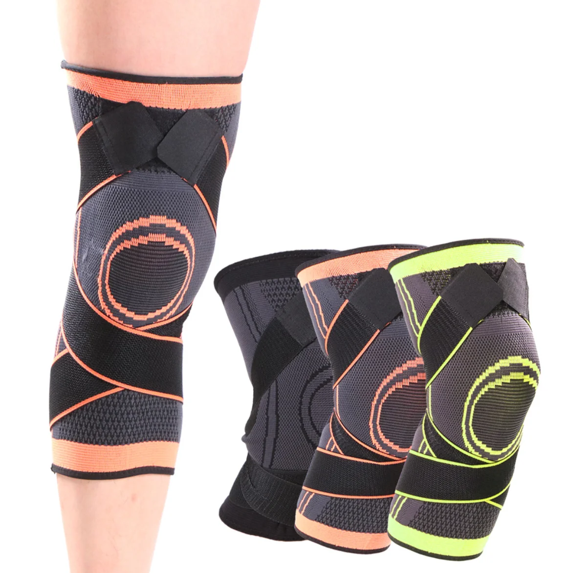 2023 New Arrivals 3D Knitted Elastic Nylon knee support Sleeve Compression Sports Knee Brace with belt