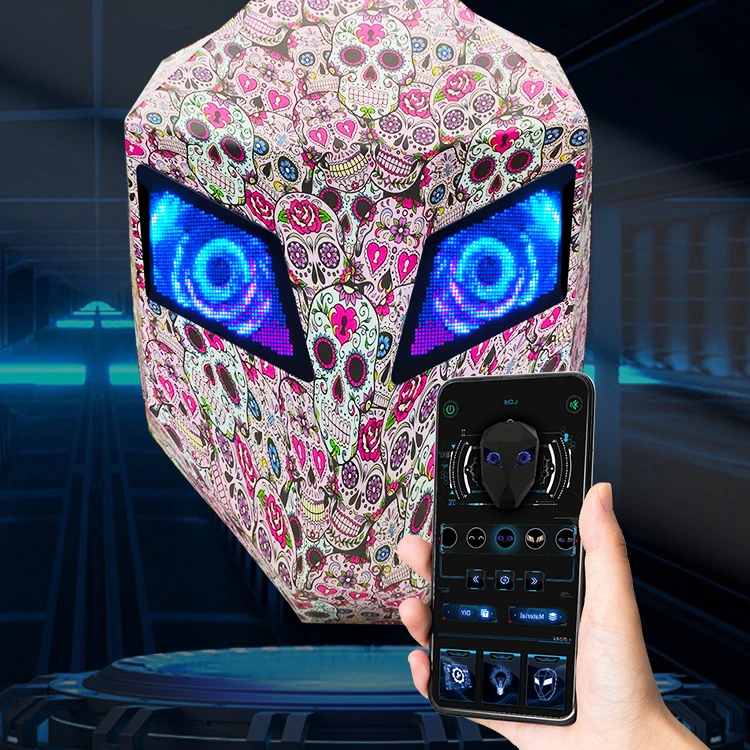 Hard Shell Travel Case LED Motorbike Knight Helmet Backpack  Waterproof Backpack Led Eyes Bag