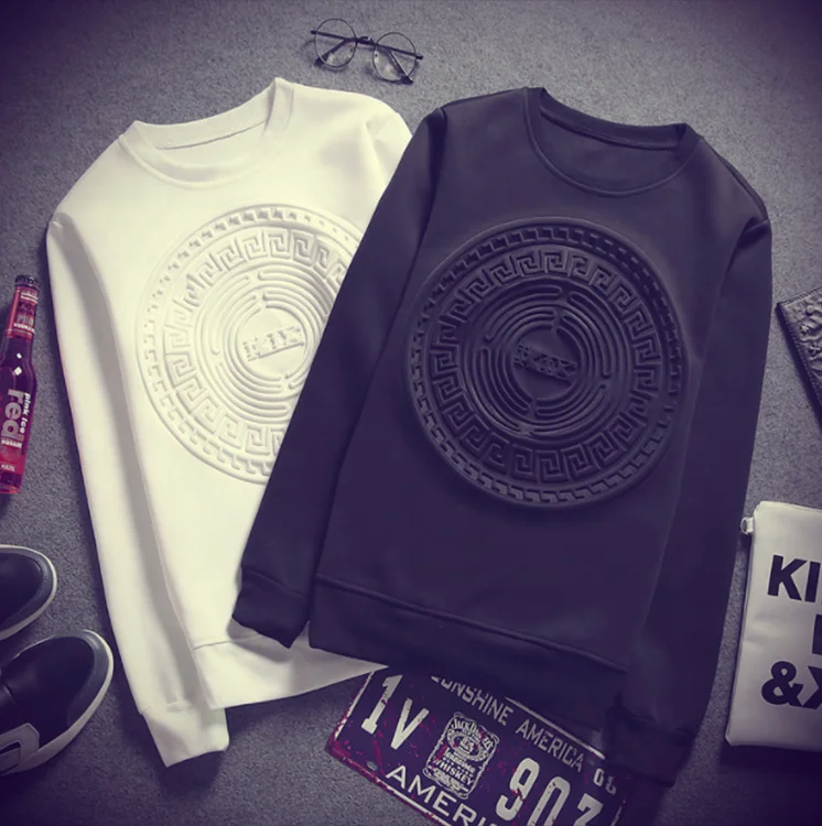 CUICHANG High Quality 100% Cotton Sweatshirts Wholesale Custom Logo Crew Neck Pullover 3D Embossed Sweatshirt