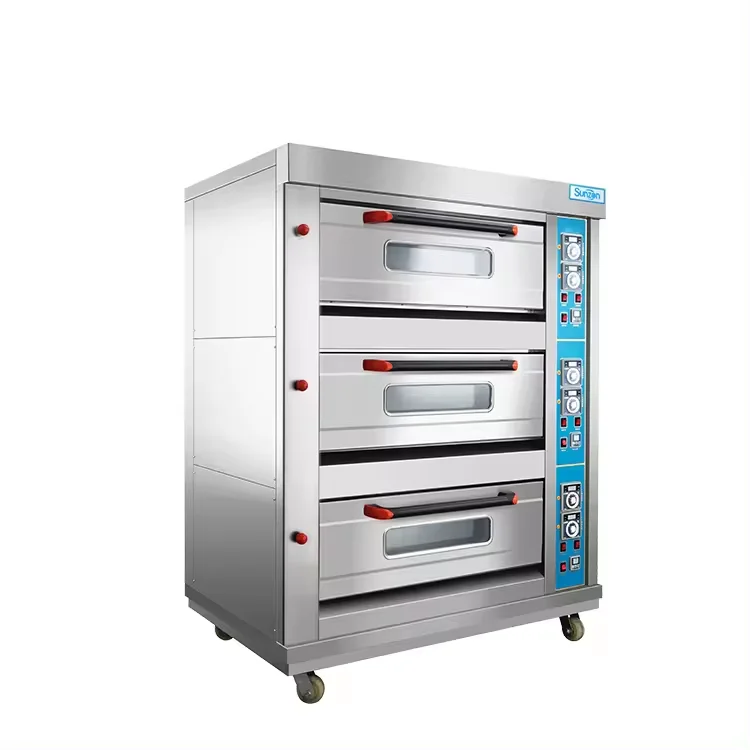 XZQ 36 Stainless Steel 3 Deck 6 Tray Commercial Gas Oven for Industrial Hotel Use Perfect for Bread Pastries and French Breads
