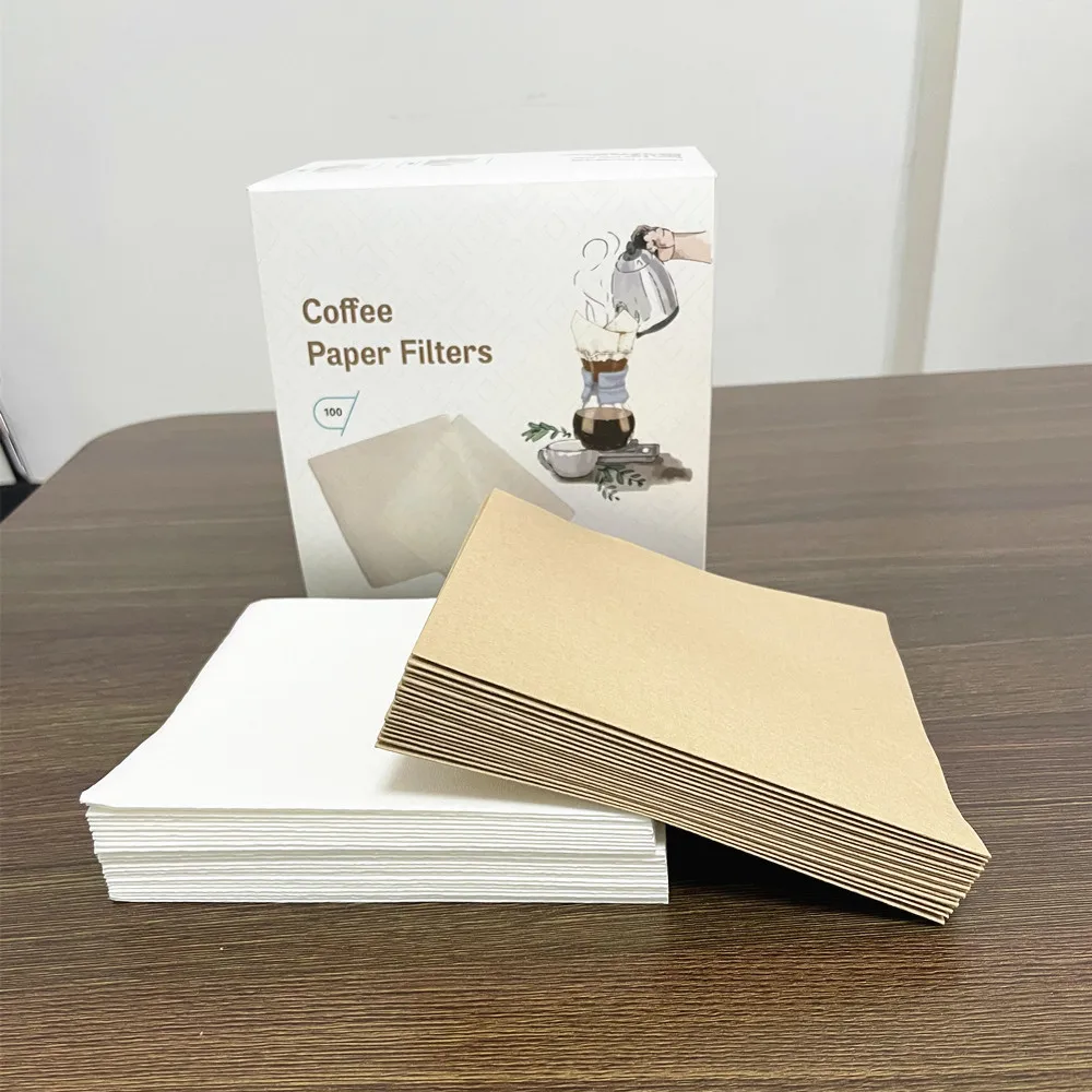 Hot sales food grade white and natural 30*30cm coffee paper filter for coffee maker brewer