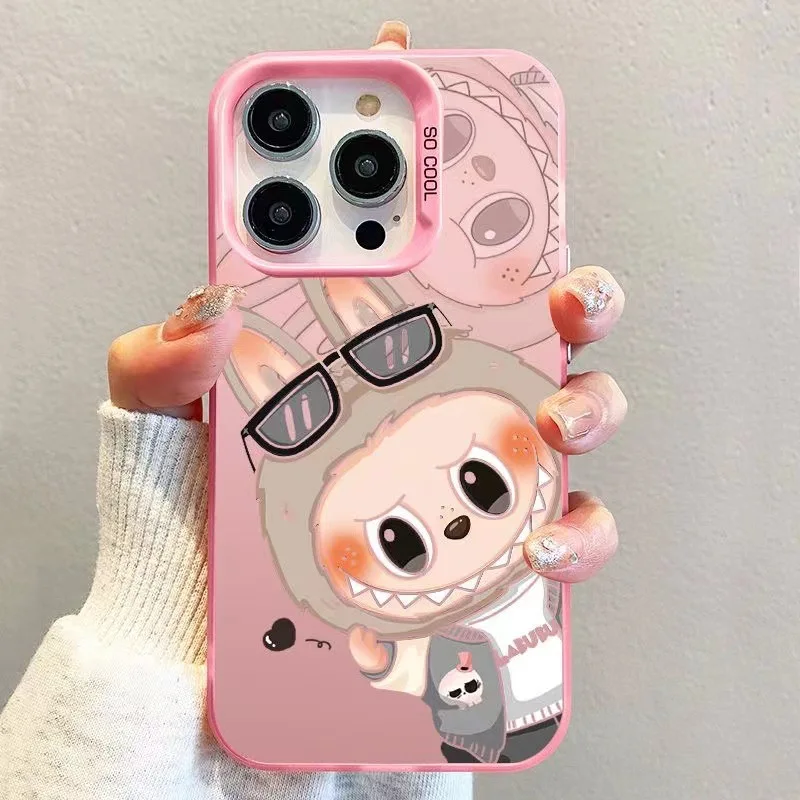 Hot sale Cartoon Sunglasses Labubu phone case For iPhone 15 Pro Max 14 13 12 11 shockproof hard shell Cover
