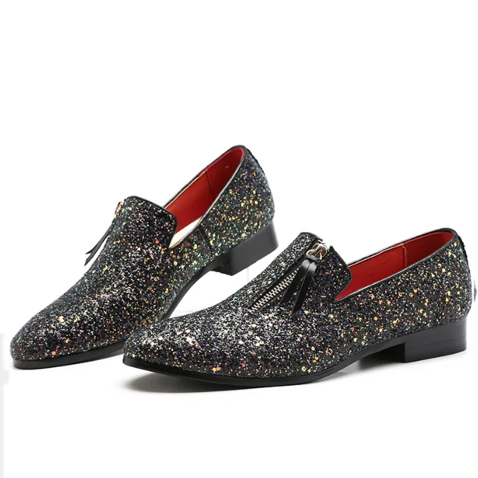 
 Мужские туфли больших размеров, евро модные туфли на молнии, блестящие свадебные туфли для мужчин  