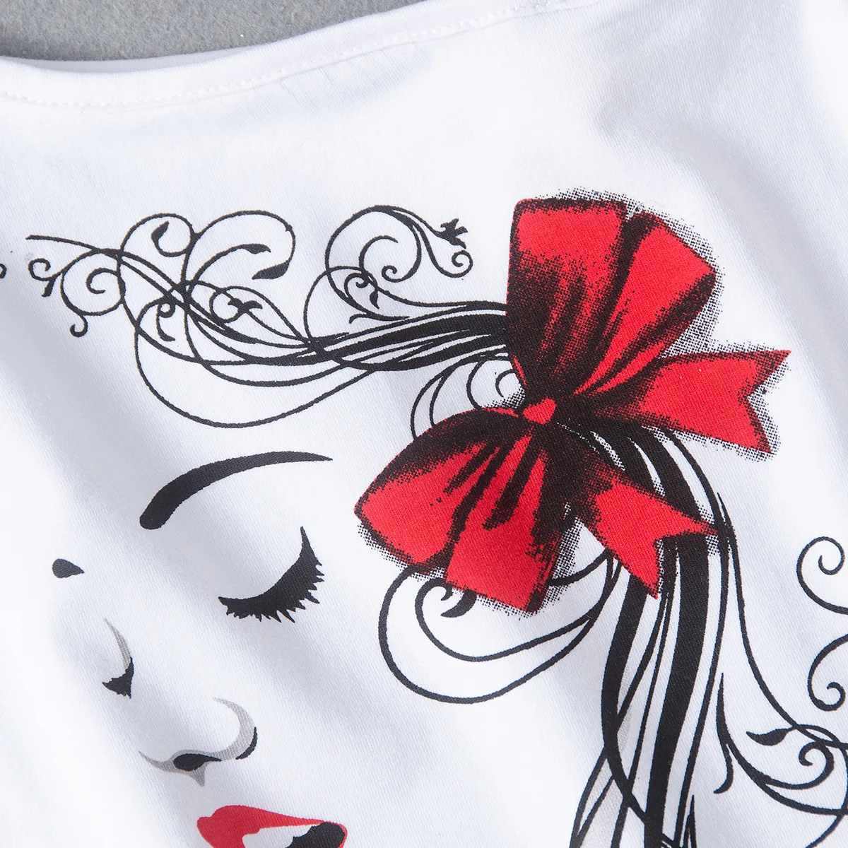 New summer girls clothes set fashion slanted shoulder strap cartoon t-shirt skirt Girls Clothing Set