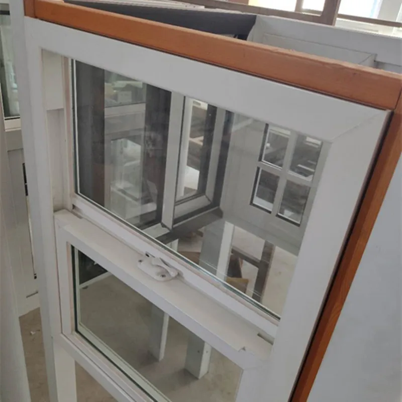 American Style Pvc Vertical Lifting Sliding Single Hung Window With Grill Design