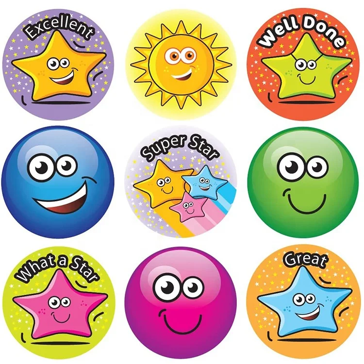 
Motivational School Teacher Collection Sticker Solutions Hopping Stars Smiles Reward Stickers 