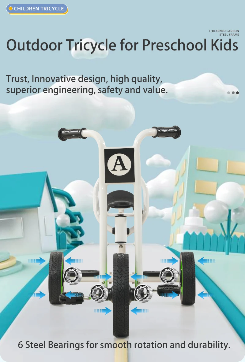 ejiale Toddler Tricycle Children Folding Kids Trike Balance Kindergarten Bike Outdoor Toy Ride On Car for Boys Girls 2-6 Year