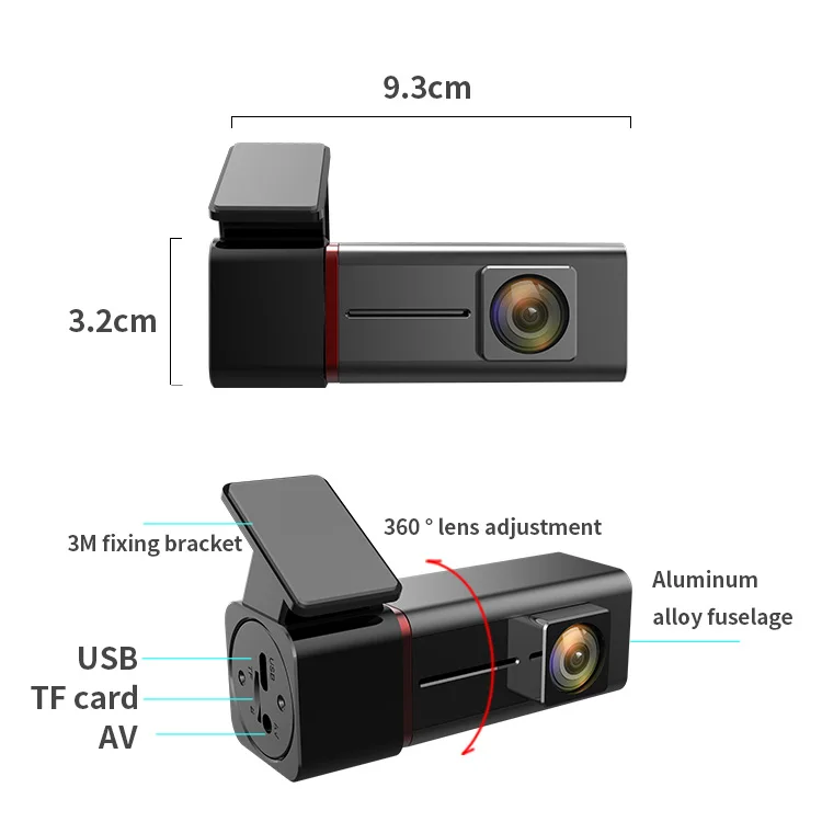 Mini 360 Rotating Lens 1080P Hidden Dash Cam DVR Tracking Device Recorder Loop Recording Night Vision Car Camera with Wifi