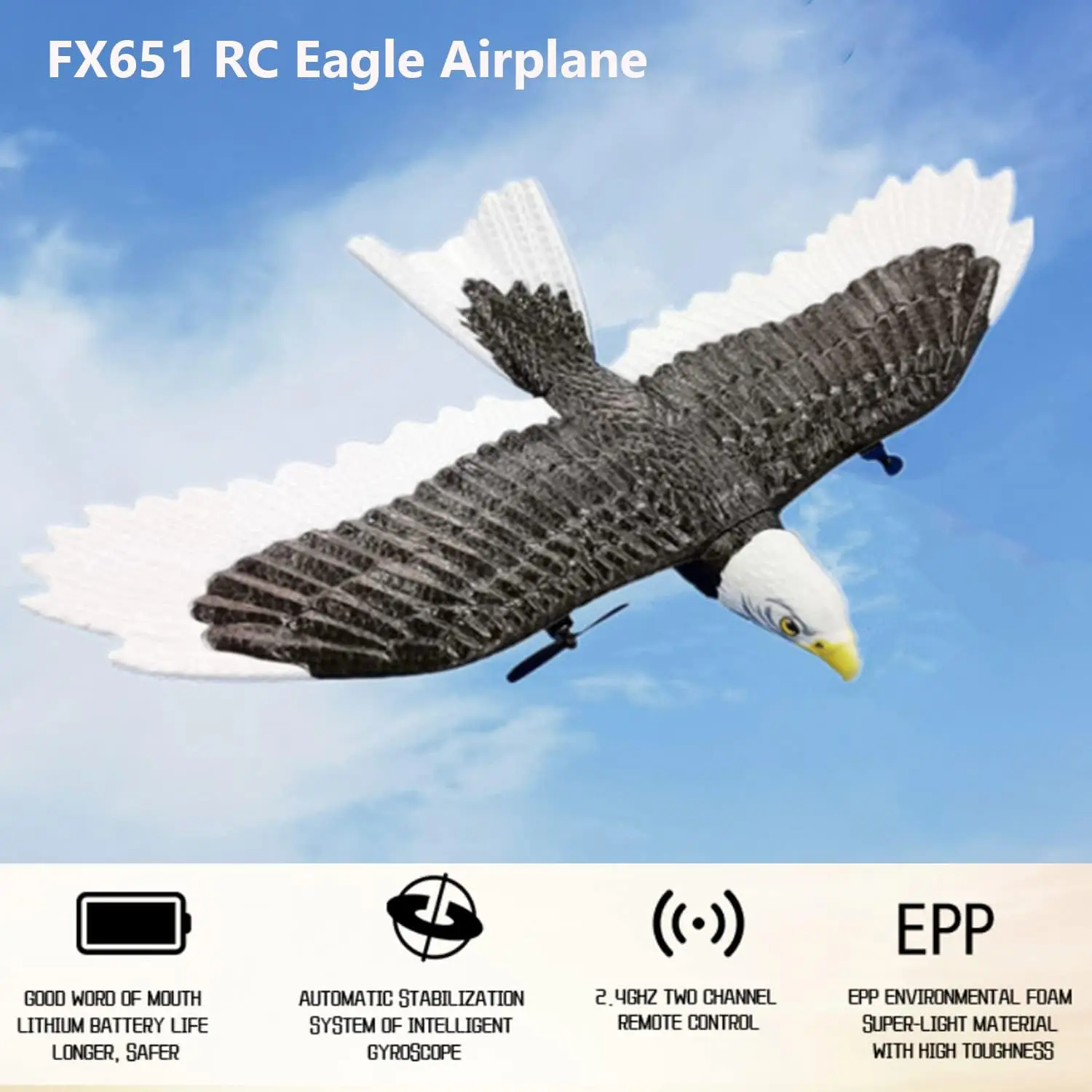 FX651 RC Airplane glider 405mm Simulation Wingspan Eagle Aircraft 2.4G Radio Control Toys Christmas Gifts hot sell