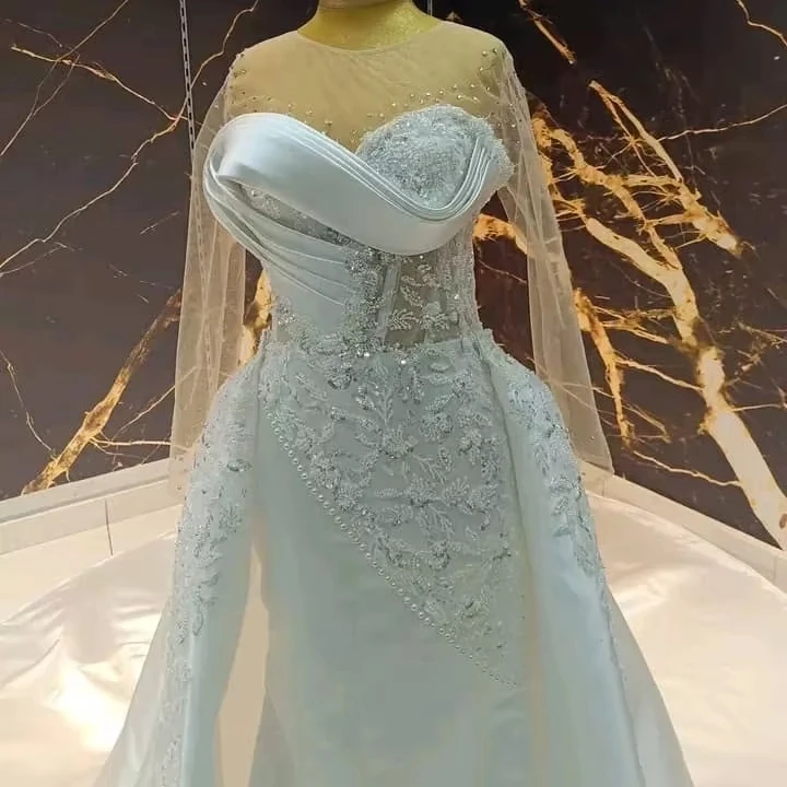 Wholesale wedding dress luxury gown tulle elegant mermaid detachable tail vestido de noche rpbe customized