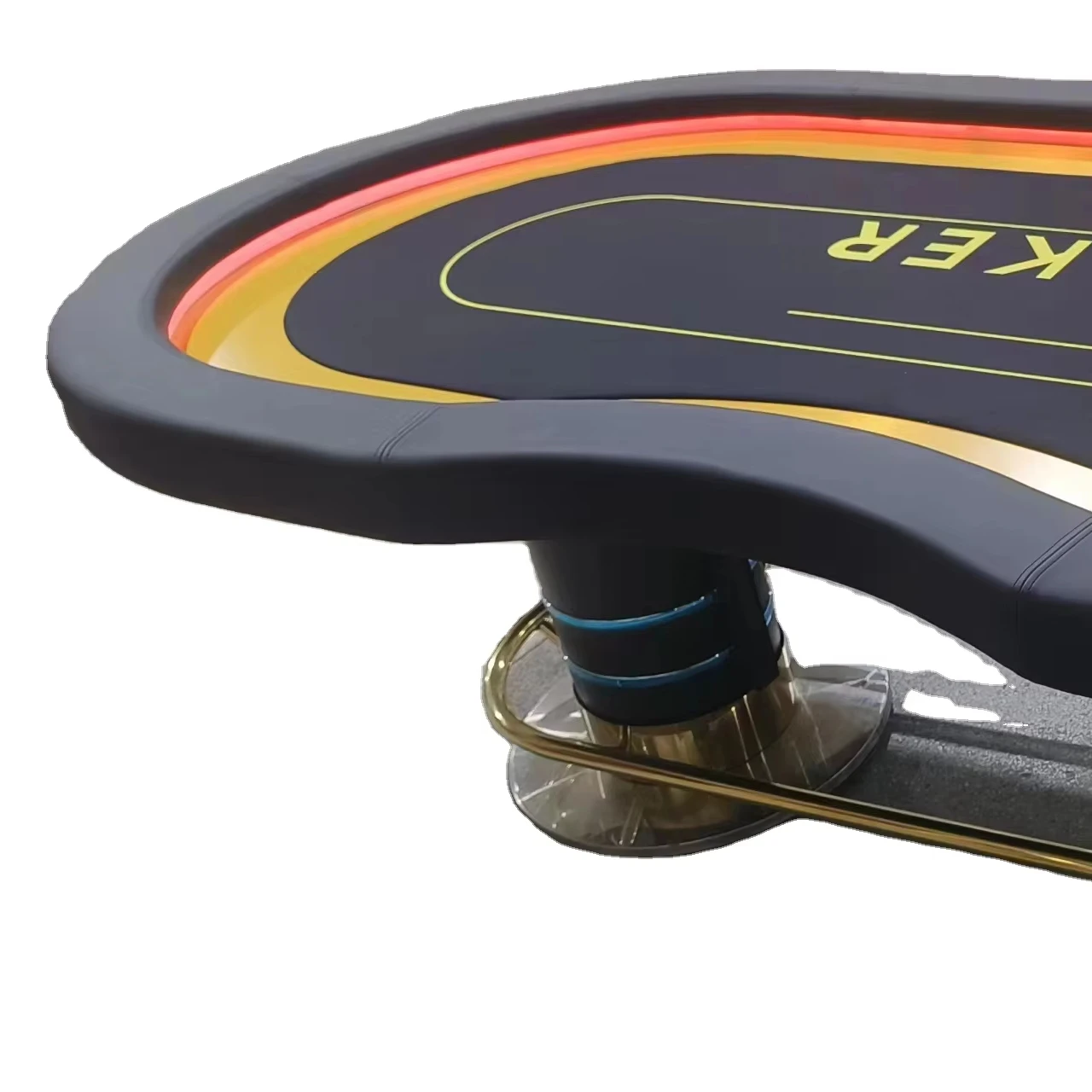 Factory Price Customized Texas Holden Table With LED Light Stainless Steel Round Leg Table For Casino Game In High Quality