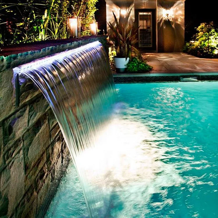 Raindrop water cascade acrylic waterfall garden water fountain led sheer descent wall pool waterfall