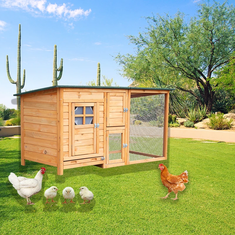 WoodVille Wholesale Luxury Wooden Chicken Coop With Big Running Cage Outdoor Wooden Poultry Cage