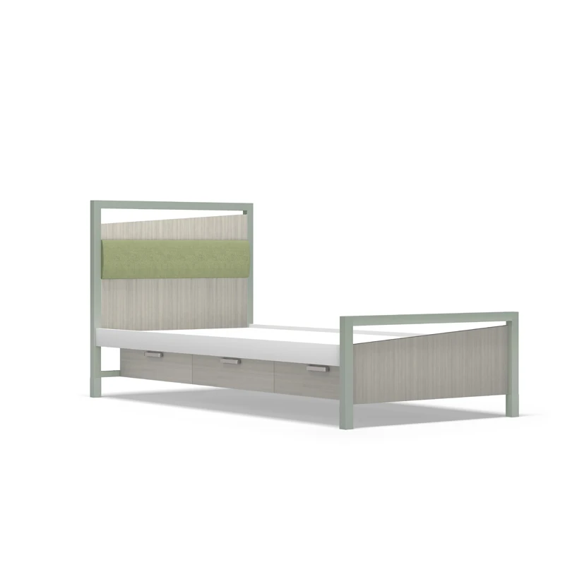 furniture bedroom heavy wooden metal bed dormitory bed with wooden modern metal bed