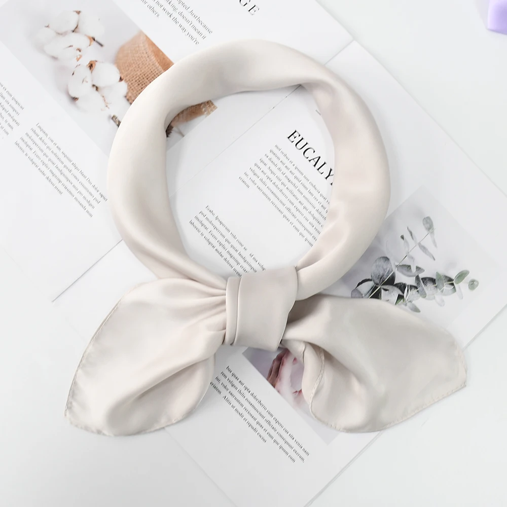 Заводской шарф из искусственного шелка, Женский уличный однотонный роскошный шейный шарф с принтом, шарф-повязка на голову, уличный маленький платок, мягкая накидка