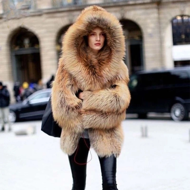 
Winter Custom Warm Real Red Women Fox Fur Coat 