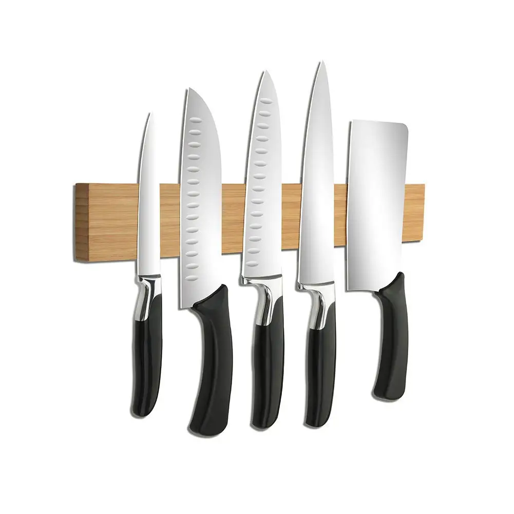 Wholesale Kitchen Bamboo Magnetic Knife Holder Strong Magnet Strip Wooden Magnetic Knife Holder