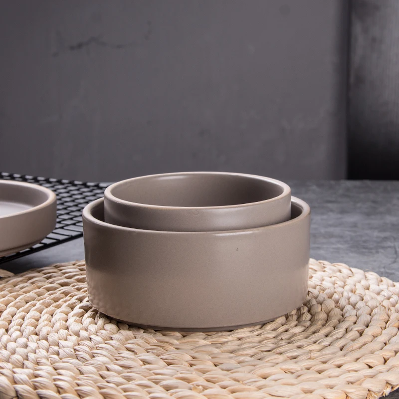 Factory Direct Supply Porcelain Matte Black White Light Green Brown Khaki Modern Cheap Ceramic Salad Bowls