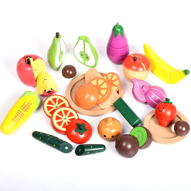Educational Toys Kitchen Wooden Cutting Toys For fruits and vegetables Kids