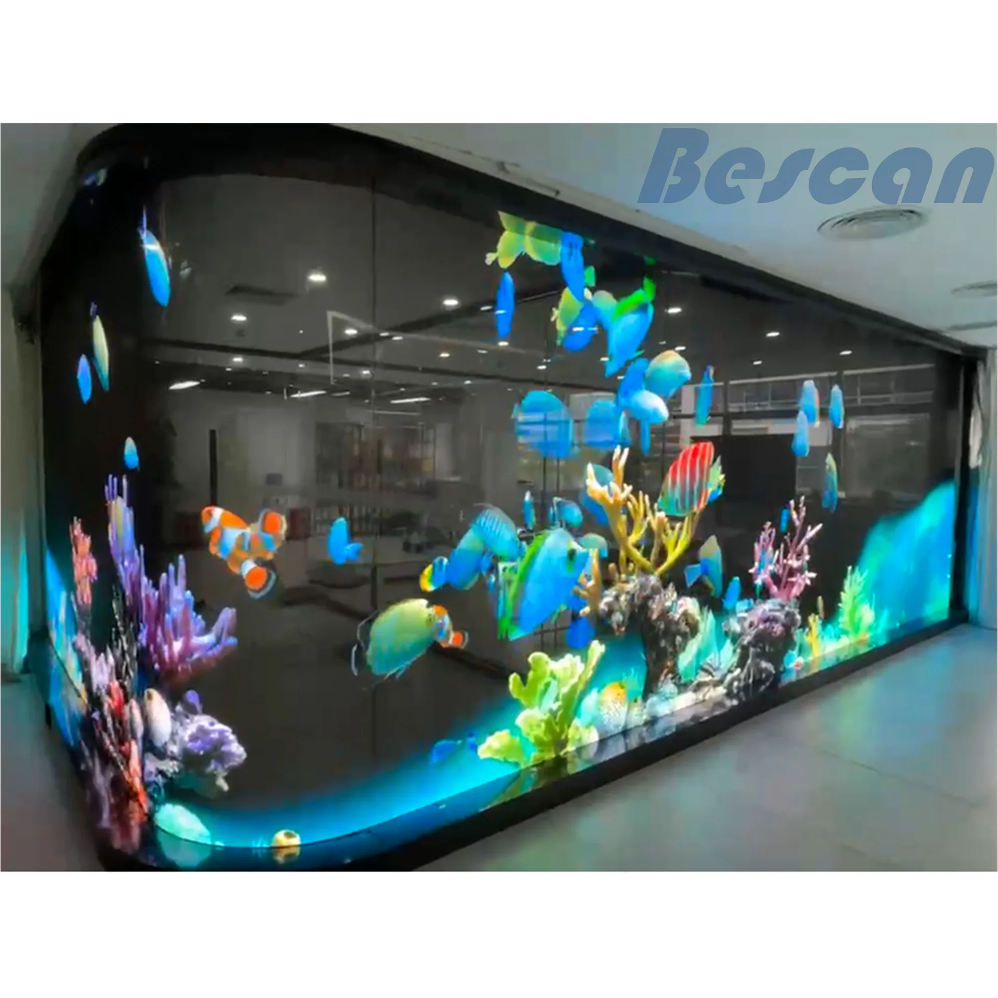 BESCAN New Technology Stage Background Holographic Mesh Screen for Exhibition Hall Museum Holographic Projection