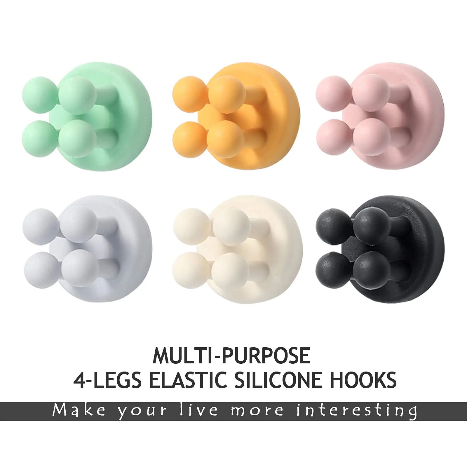 Self Adhesive Silicone Toothbrush Holders Wall Mounted Functional Waterproof Hook for Bathroom Kitchen