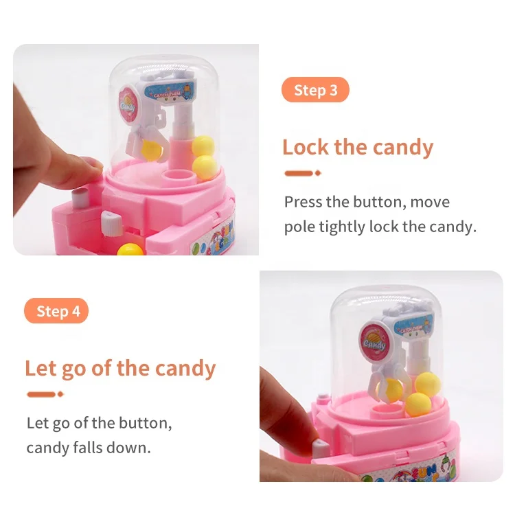 Mini ball machine table game toy funny plastic candy catch ball grabber toys Handheld Mini candy clip small ball machine