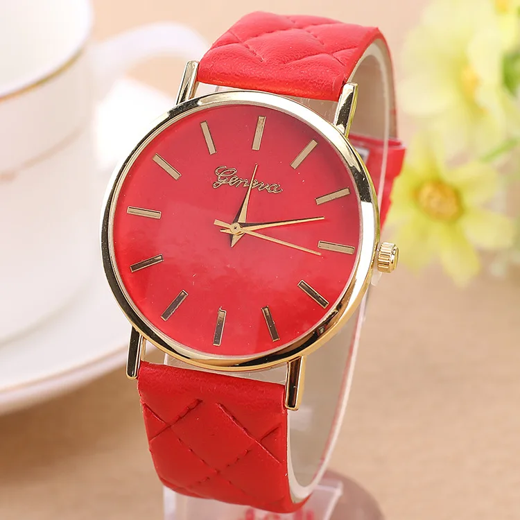 Geneva watch custom name watches PU belt lady clasp for watch wholesale