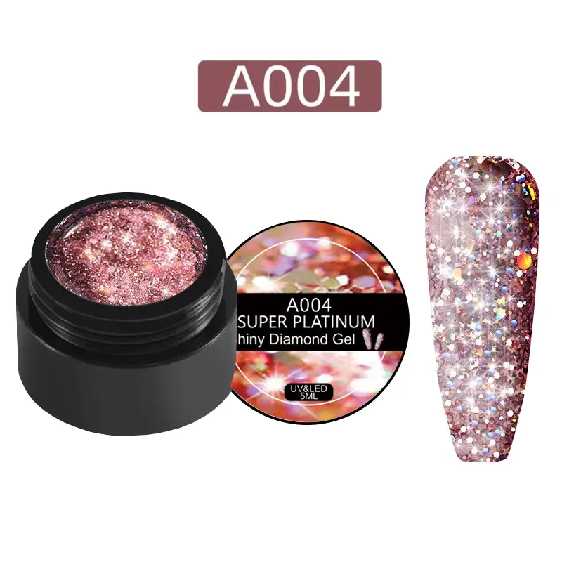 8 Colors Glitter Platinum Diamond Shining Sparkly Gel Nail Polish 3D Nail Carved Sculpture Creative Painting Gel for Nail Art